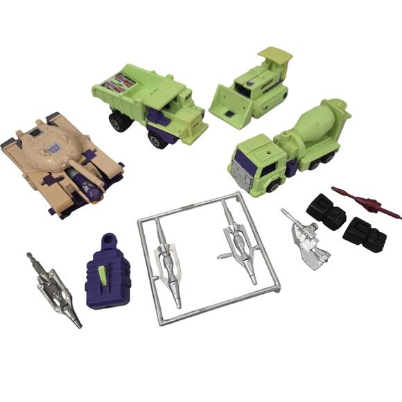 Lot 4 Vtg G1 Transformers Devastator Constructions 1984 Japan Green Dump Truck - Picture 1 of 11